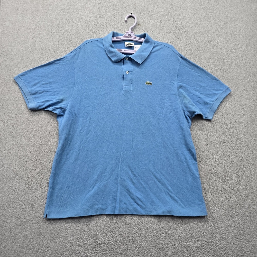 Lacoste Men Polo 8 Blue Embroidered Polo Shirt Logo Short Sleeve Pockets